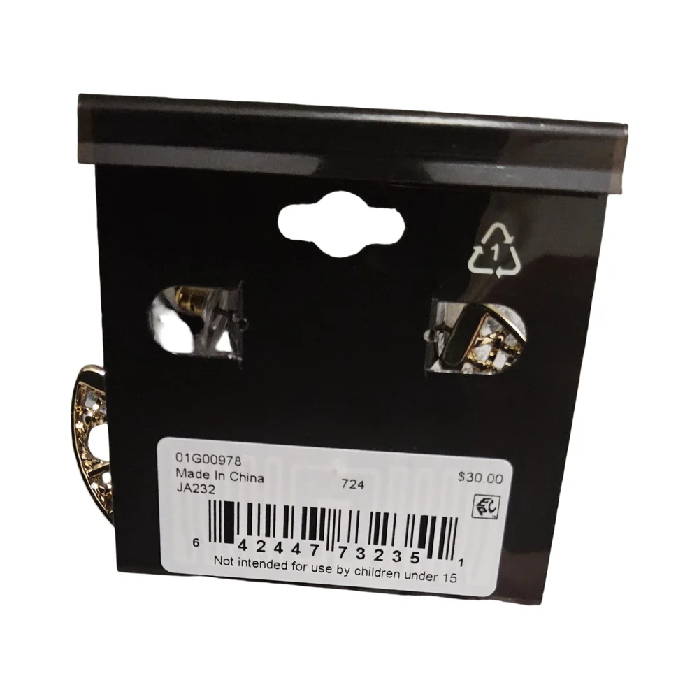 Anne Klein Gold Tone Lattice C Hoop Earrings - Picture 5 of 7